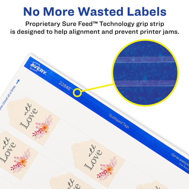 Avery Printable Blank Scallop Gift Tags with Sure Feed, 2